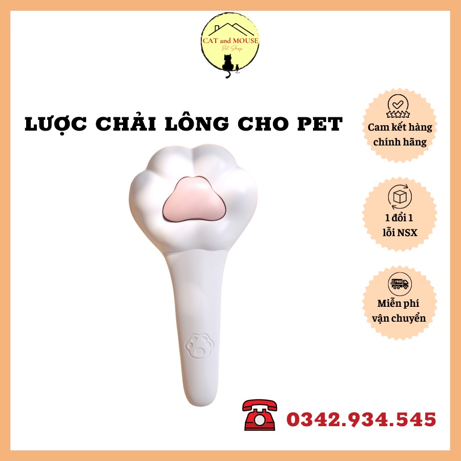 Lược chải lông cho thú cưng hình bàn chân mèo dễ thương, lược chải lông massage cho mèo tiện dụng
