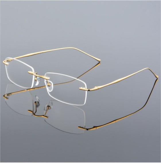 Gọng kính TITANIUM Nhật bản gọng khoan cao cấp màu GOLD vàng sang trọng BẢO HÀNH 1 ĐỔI 1 ( Tặng hộp và khăn) Hàng cao cấp cực đẹp và đứng dáng