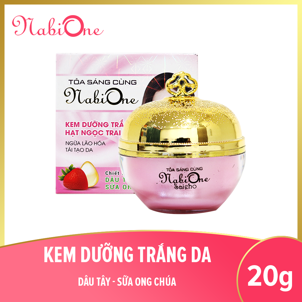 [HCM]Kem NABIONE Dưỡng Mặt Trắng Da Thiên Nhiên Chiết Xuất Ngọc Trai - Dưỡng Chất Dâu Tây & Sữa Ong Chúa - 20gr - [Thanh Trúc Mỹ Phẩm]