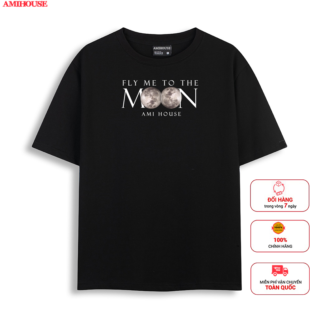 Áo thun AMIHOUSE nam nữ form rộng mầu đen và trắng