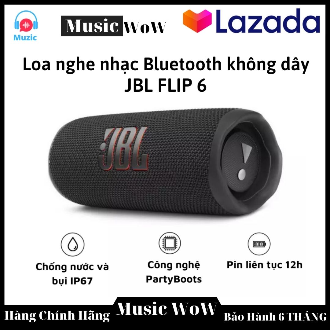 Loa bluetooth jbl flip 6 - chống nước ipx7 - âm bass cực mạnh - pin 4800 mah nghe nhạc 12h - âm thanh chân thực, sống động-jbl connect