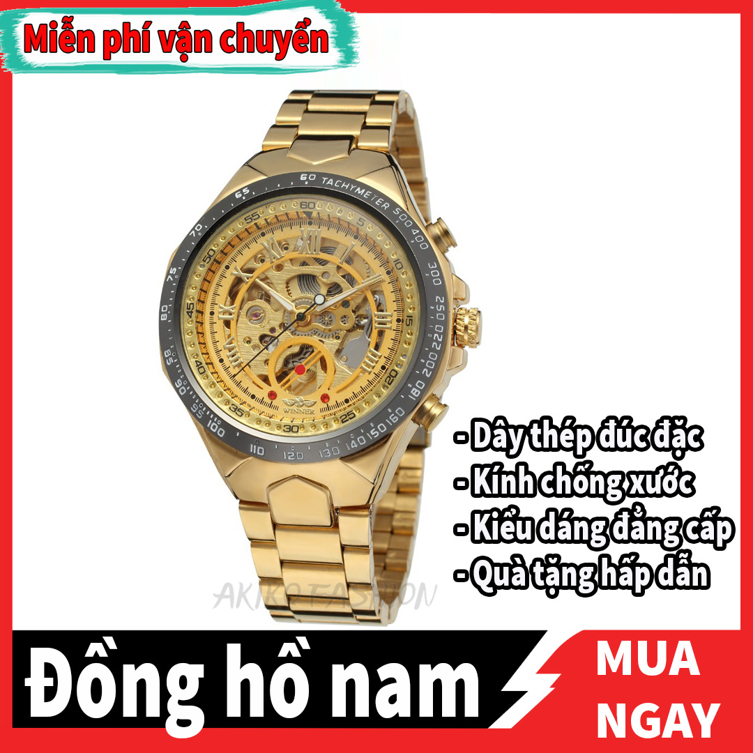 Đồng hồ cơ nam Winner TM03-Đồng hồ nam cơ lộ máy Winner-Phong cách độc lạ- Đồng hồ nam dây thép đúc đặc không gỉ-Mặt chống xước-Đồng hồ chống nước -Đồng hồ nam giá rẻ-Có quà tặng G7