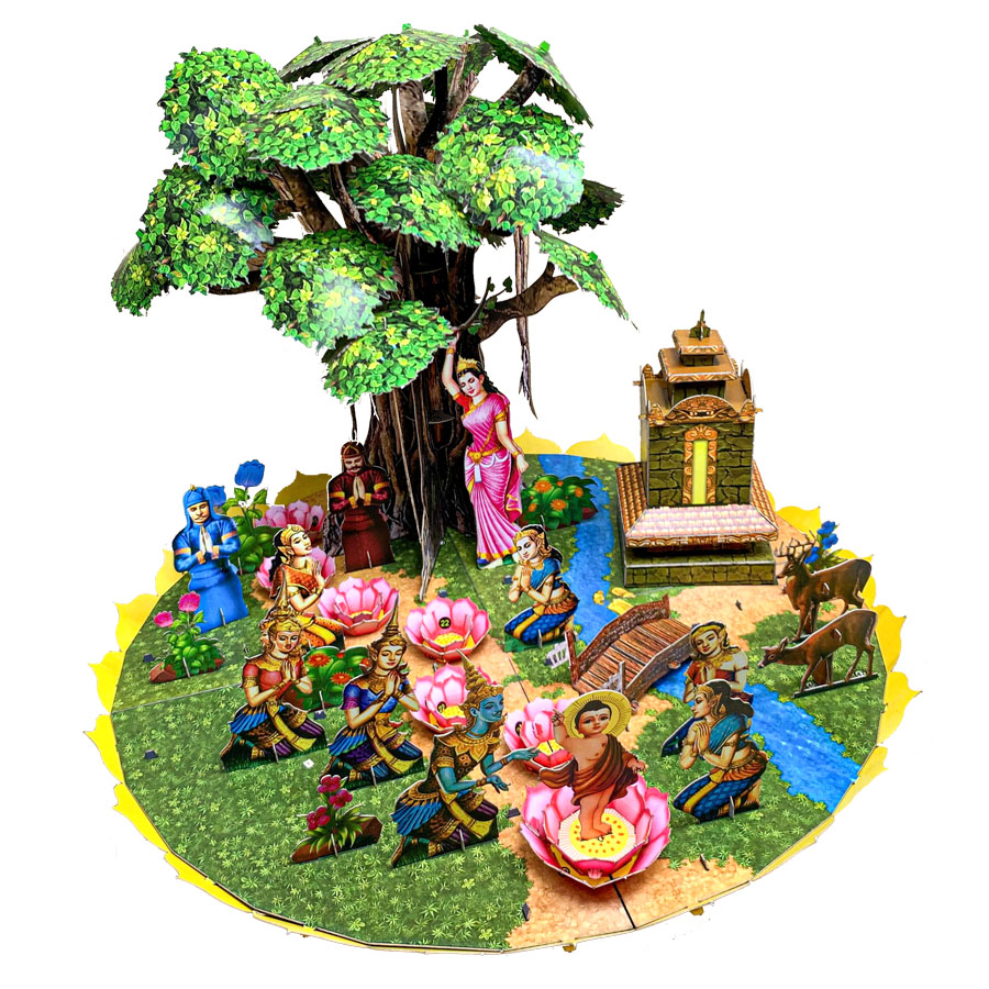 Mô hình giấy 3D Vườn Lâm Tỳ Ni Phật Đản - tự lắp ghép - kích thước 34cm x 26cm