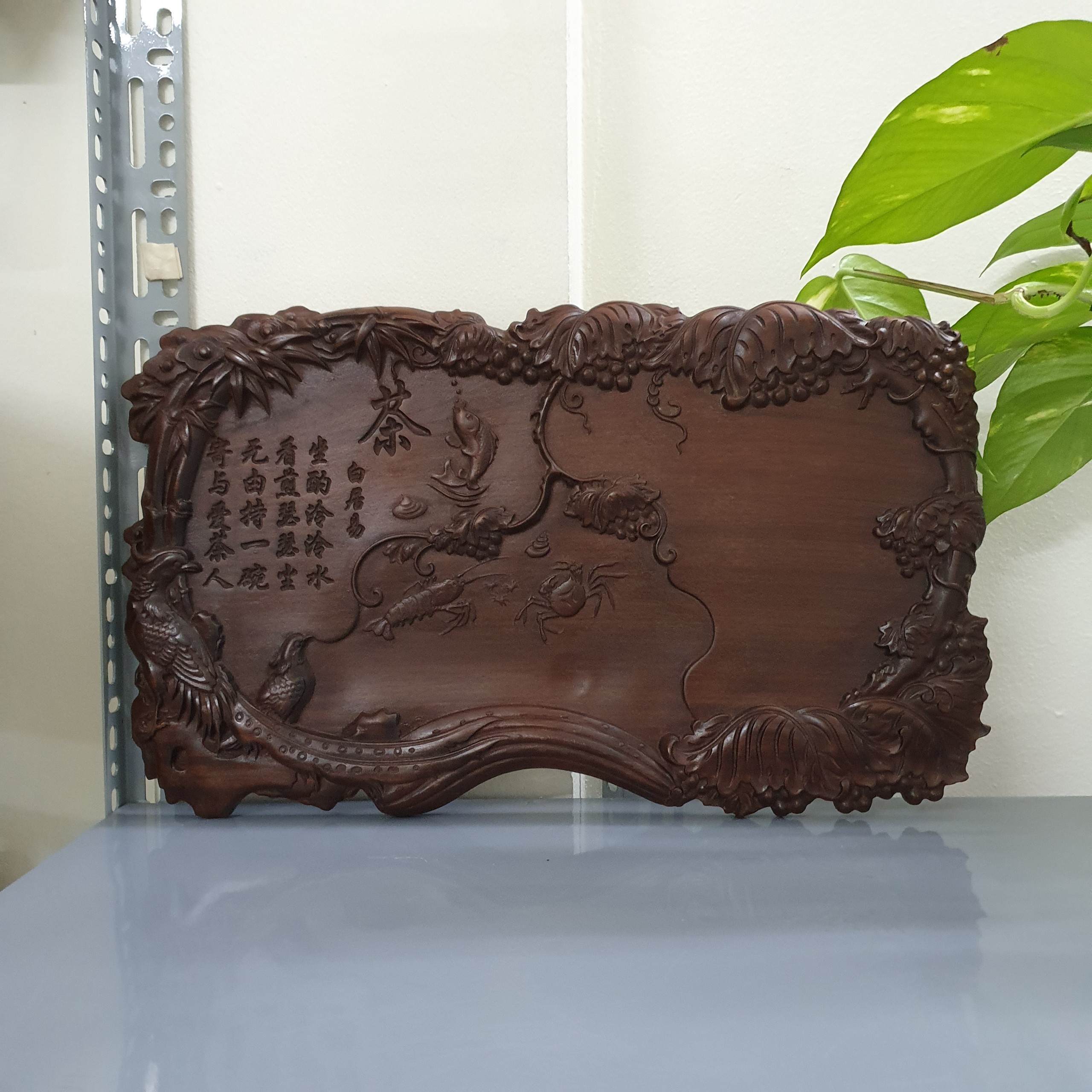 Khay trà gỗ gụ kích thước 50 x 30 x 2.5 cm _ mẫu 002