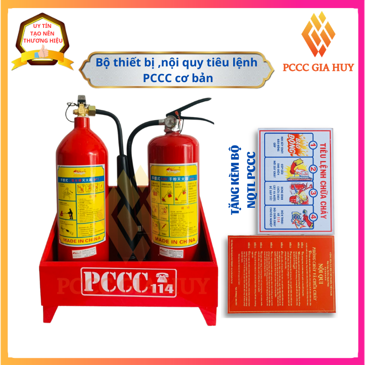 Combo 2 bình chữa cháy , bộ thiết bị ,nội quy tiêu lệnh cơ bản , đúng quy định pccc .