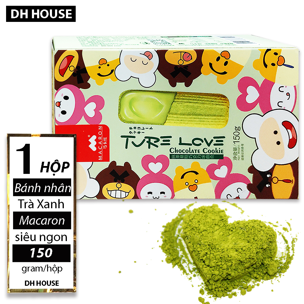 Hôp (150gr) Bánh Macaron Trà Xanh (Matcha) True Love xốp mềm - Đài Loan (Date: 12 tháng) DHHOUSE