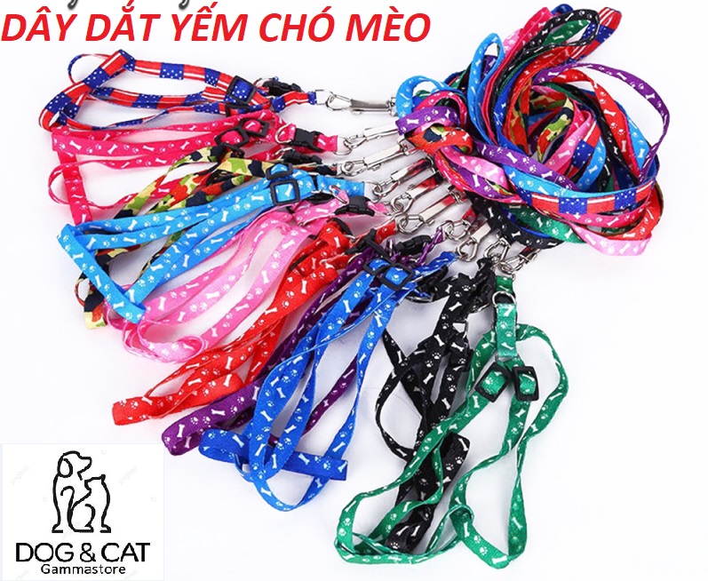 Siêu rẻ - dây dắt kèm đai yếm chó mèo thú cưng size 1-5kg - phụ kiện thú cưng - dây dắt chó mèo dễ thương