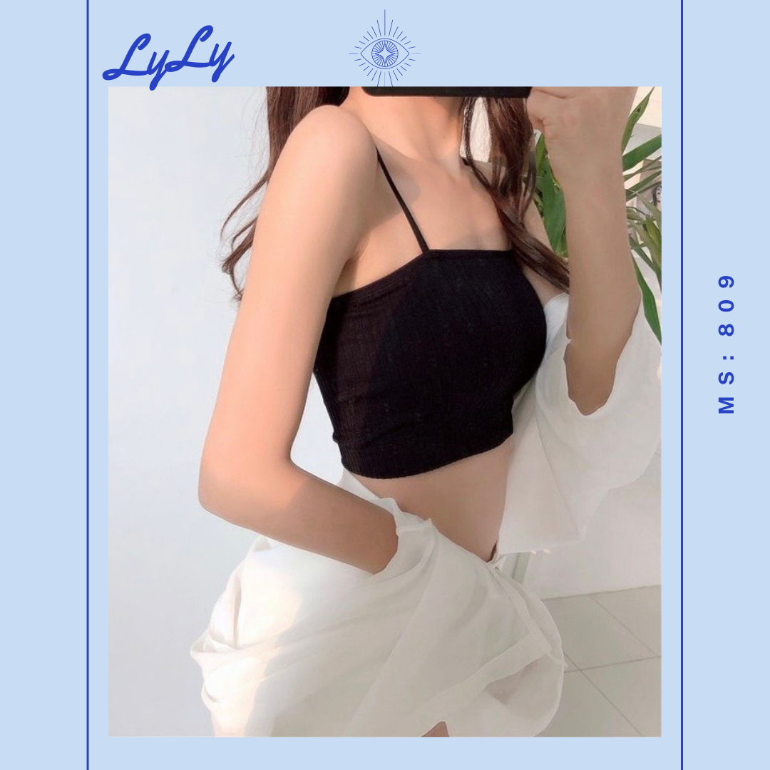 Áo croptop hai dây, áo bra hai dây mảnh vải thun tăm co dãn mẫu mới hot 809