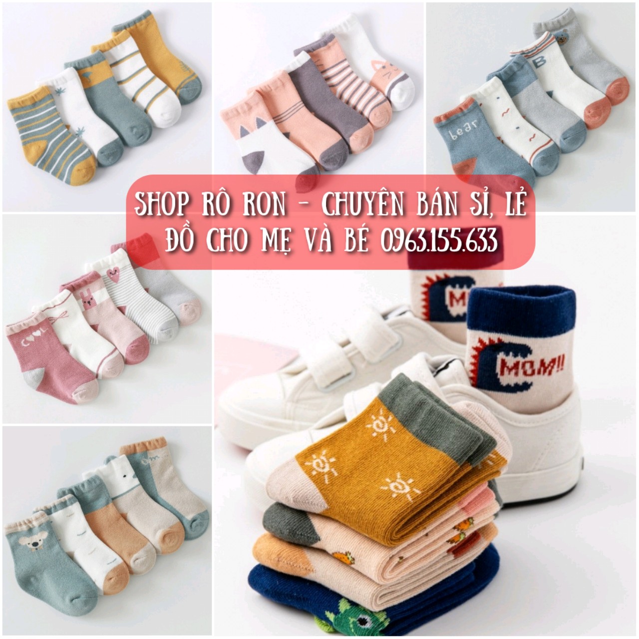 Set 5 đôi tất nemo cao cổ cho bé