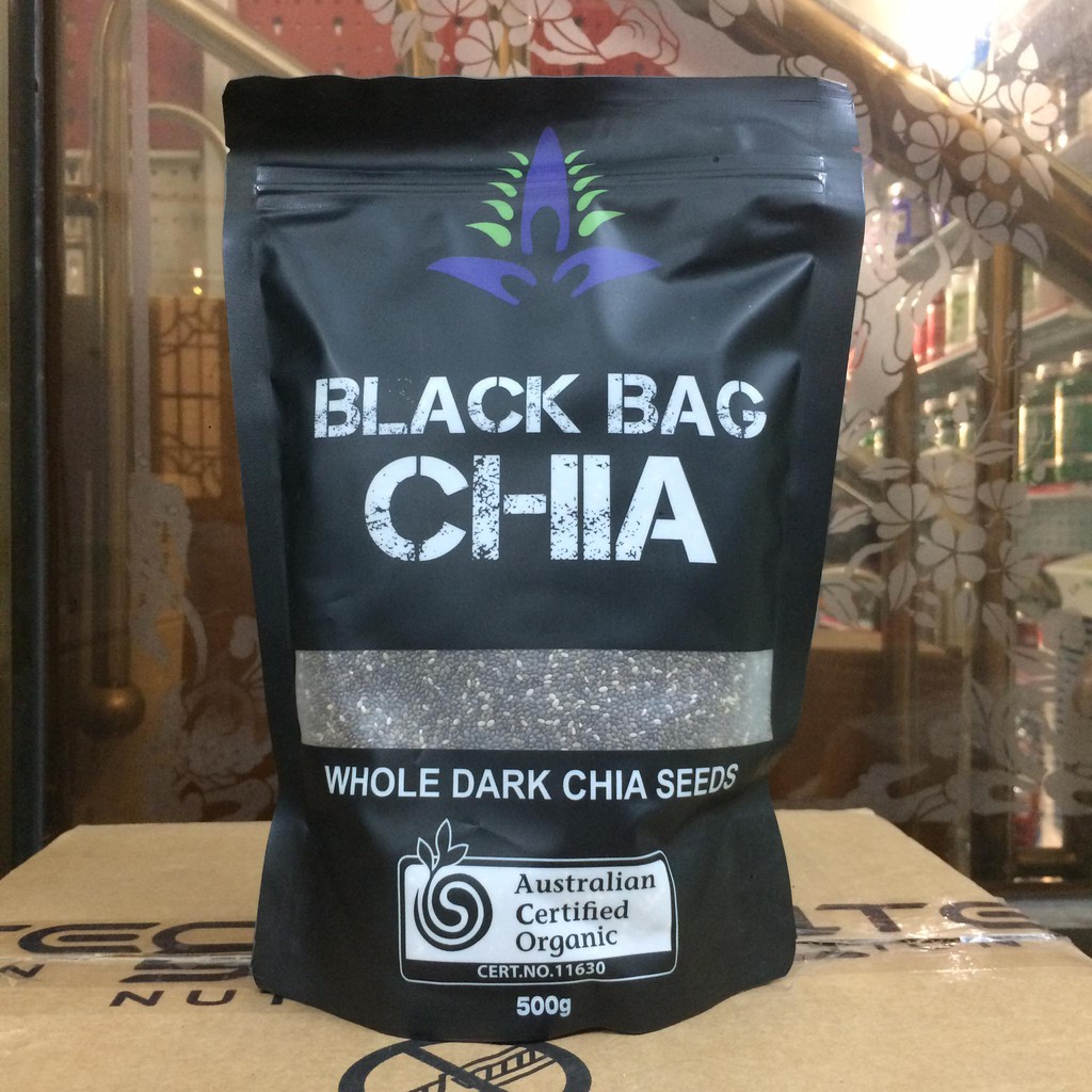 Hạt chia úc black bag chia seeds organic túi đen 500gr date 07/2022