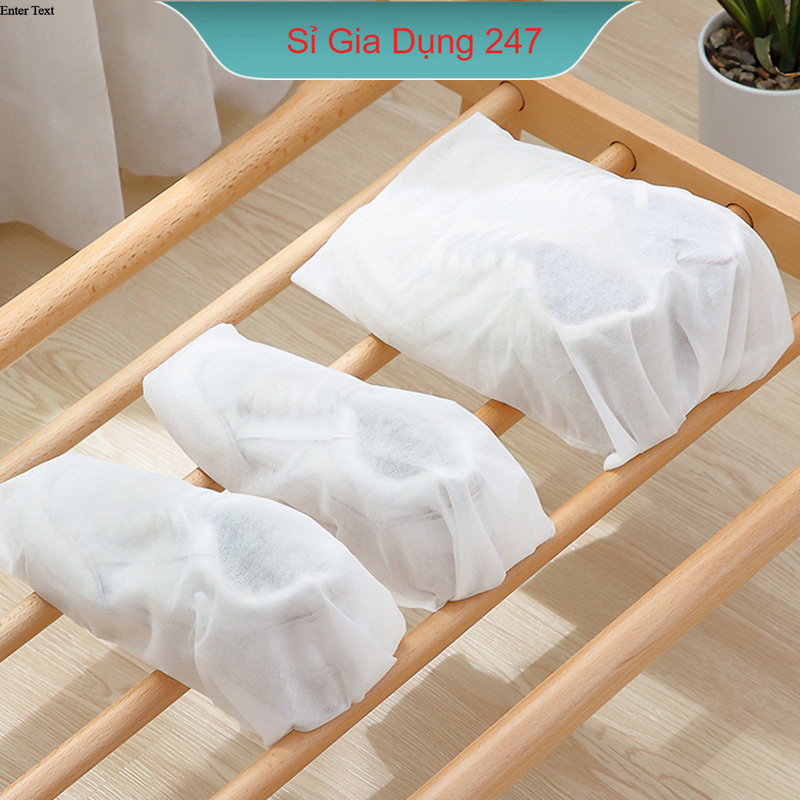 Combo 10 túi đựng giày, vật dụng cá nhân có dây rút đi du lịch - trắng p044