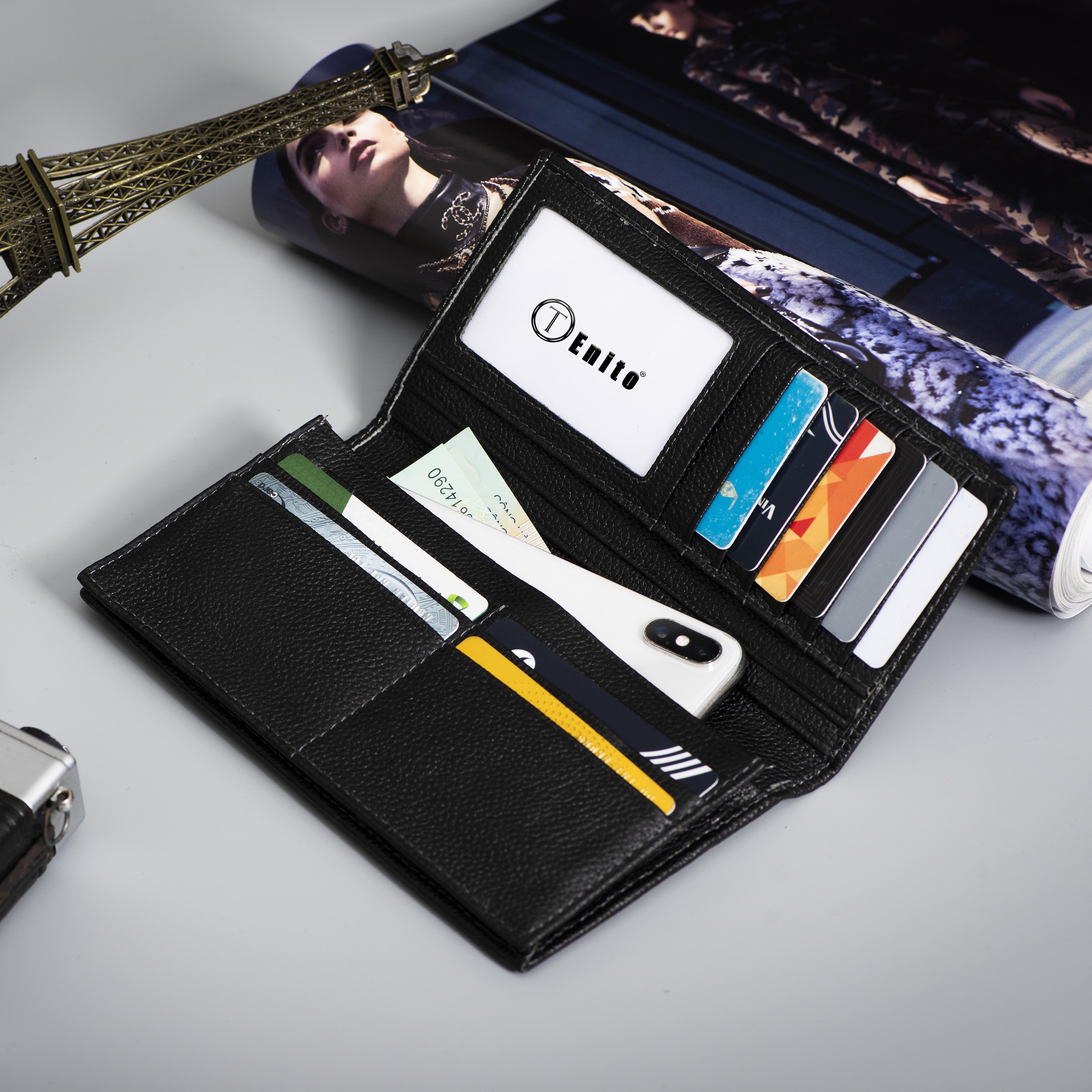 Ví Cầm Tay Nam Cao Cấp, Bóp Cầm Tay nam Cao Cấp Da Bò Thật Hạt Nhỏ  TENITO