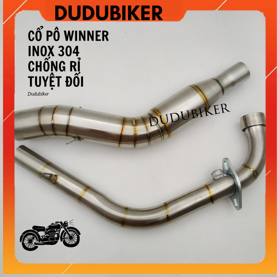 Cổ Pô Winner X Inox 304 Bầu Hơi Lưới Tổ Ong chống ồn 2 khúc inox 304 chống rỉ tuyệt đốt, chắc chắn, bền đẹp gắn Winner V1/ Winner X