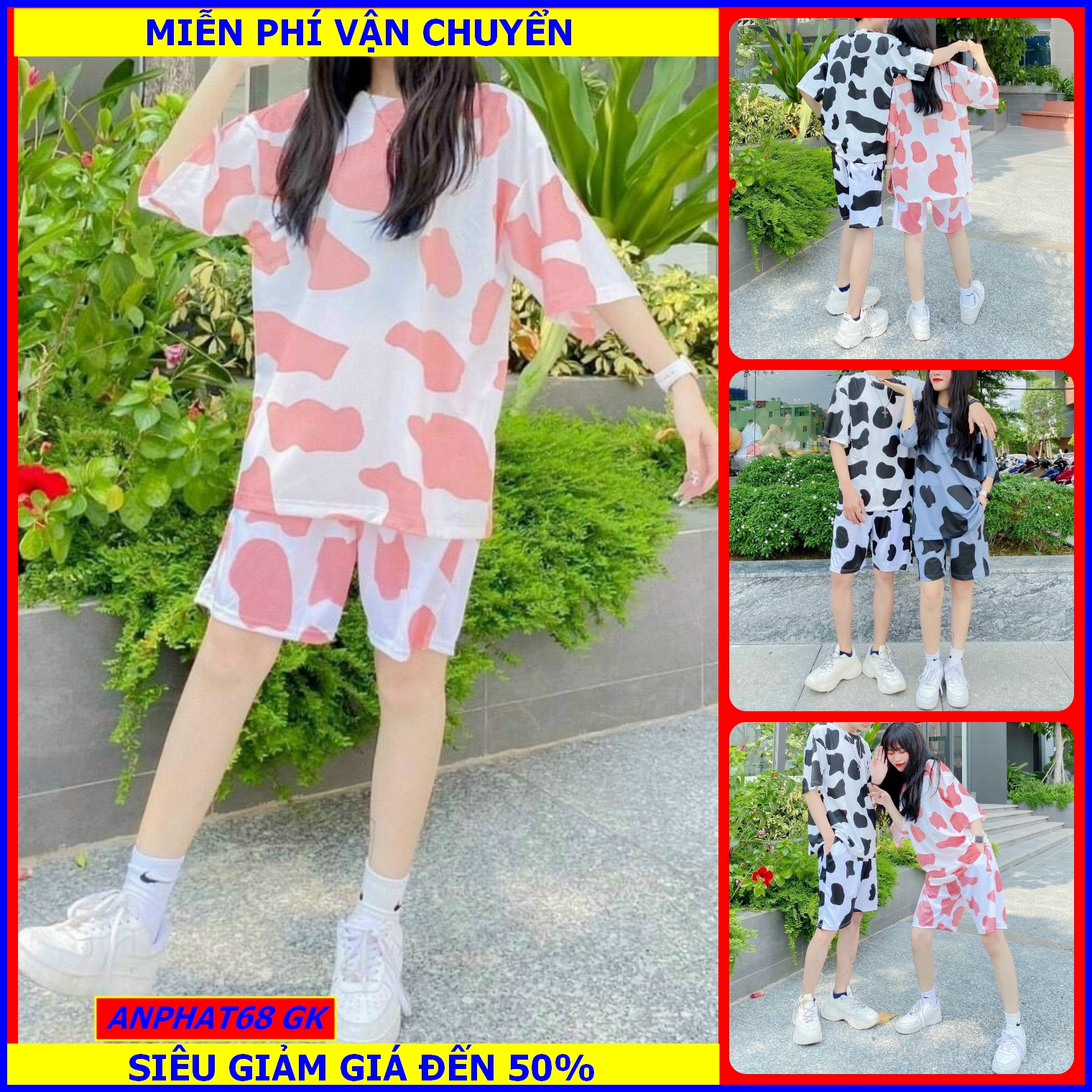 [HCM]sét bộ quần áo ngắn mặc nhà  đồ ngủ nữ in hình bò sữa cực hot  ANPHAT68 - GK T6A1