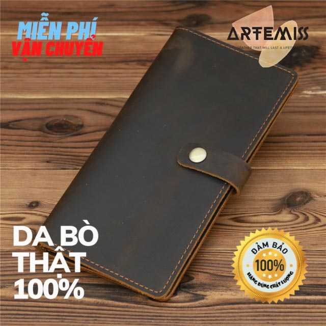 [Miễn phí vận chuyển] Ví dài nam da bò thật 100% cầm tay kích thước nhỏ gọn chính hãng Artemis P02YTW6 cổ điển hàng đẹp, cao cấp sang trọng, chất Siêu bền, phong cách Hàn Quốc, lịch lãm, cá tính mẫu mới đựng thẻ đựng tiền đa năng, giá rẻ Tặng kèm Vớ nam