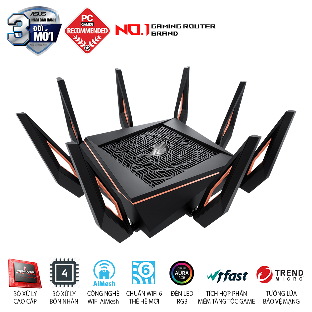 Router Wifi Băng Tần Kép ASUS GT-AX11000 - Hàng Chính Hãng