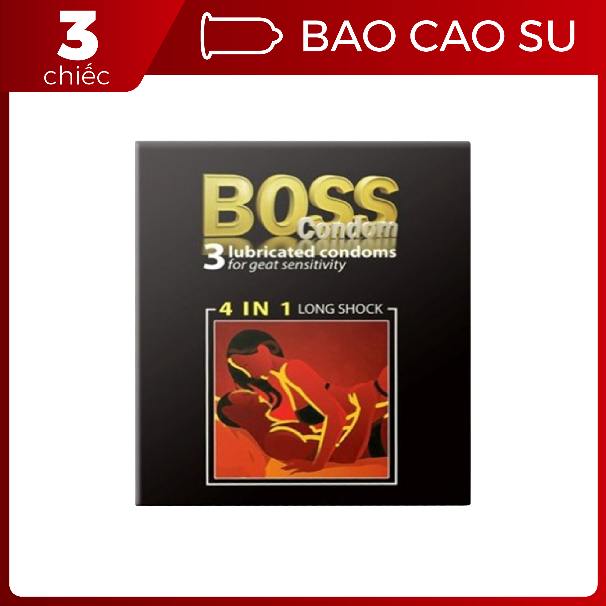 [HCM][HÀNG LOẠI 1]Bao cao su Boss 4in1 long shock 3s hỗ trợ kéo dài thời gian 1hộp - Big Bull Shop