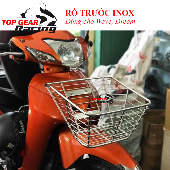 Rổ (Giỏ) Trước Inox, Titan Cho Wave, Dream <TOPGEAR>