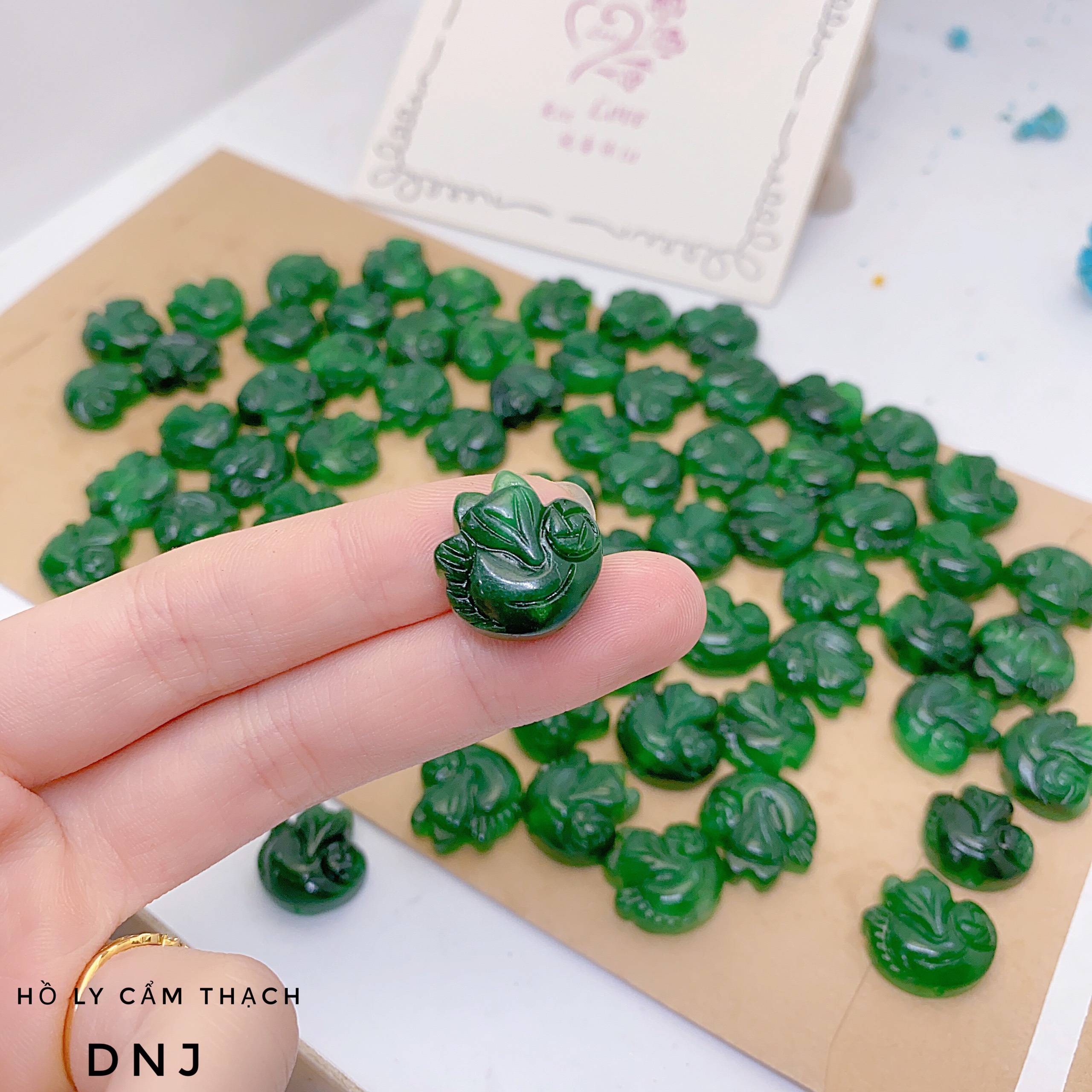 Charm hồ ly ngọc cẩm thạch sơn thủy