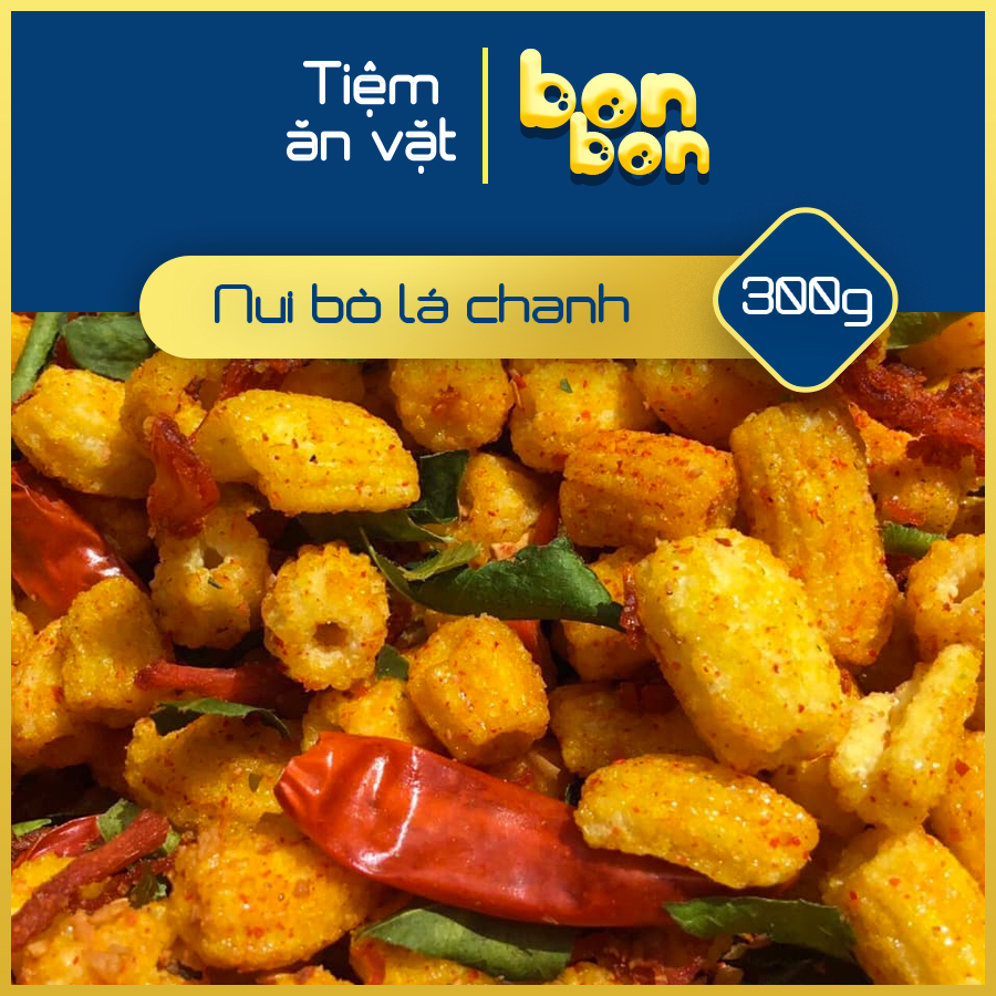 Snack nui sen sấy bơ, nui bò lá chanh món ăn vặt ngon hũ 300g