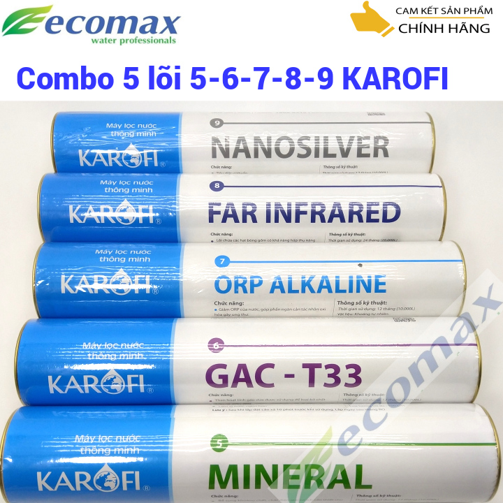 Combo 5 lõi lọc nước tạo khoáng 5,6,7,8,9 karofi - lõi lọc nước karofi