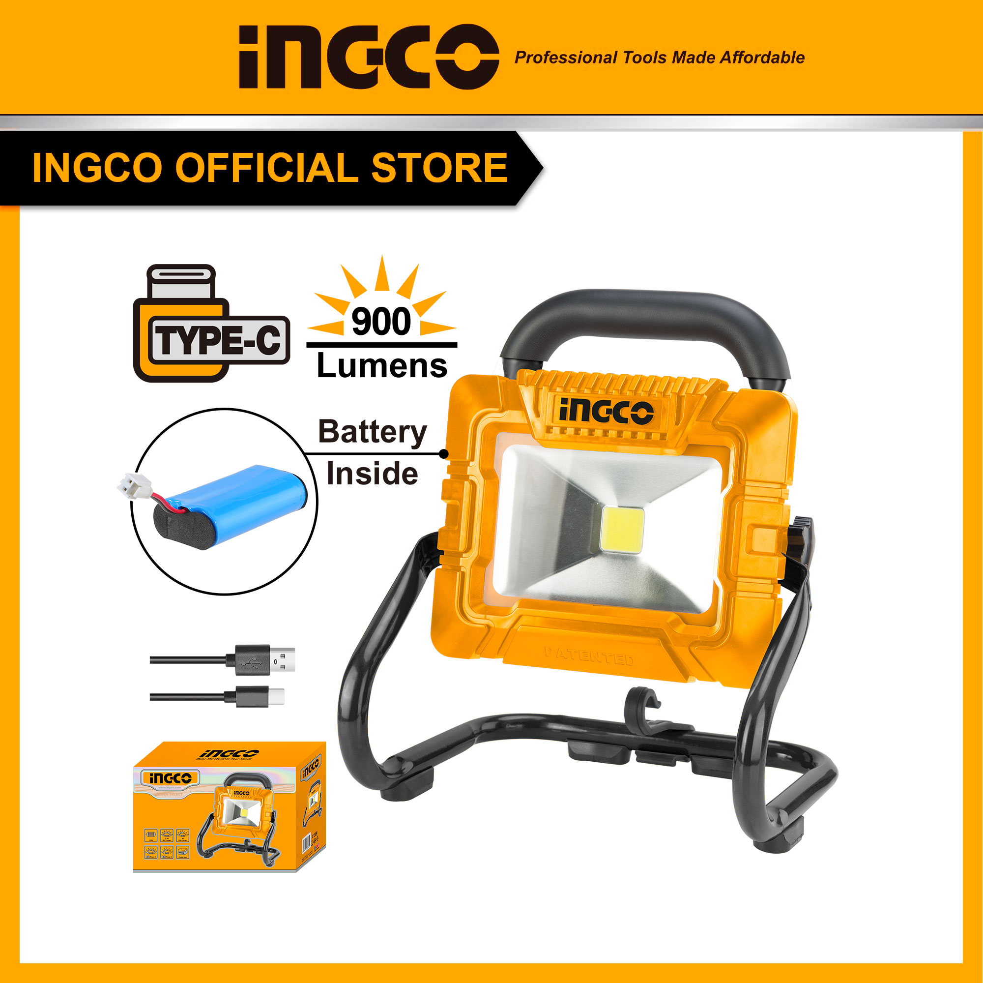 Đèn làm việc tích hợp pin sạc lithium ingco hrlf4415