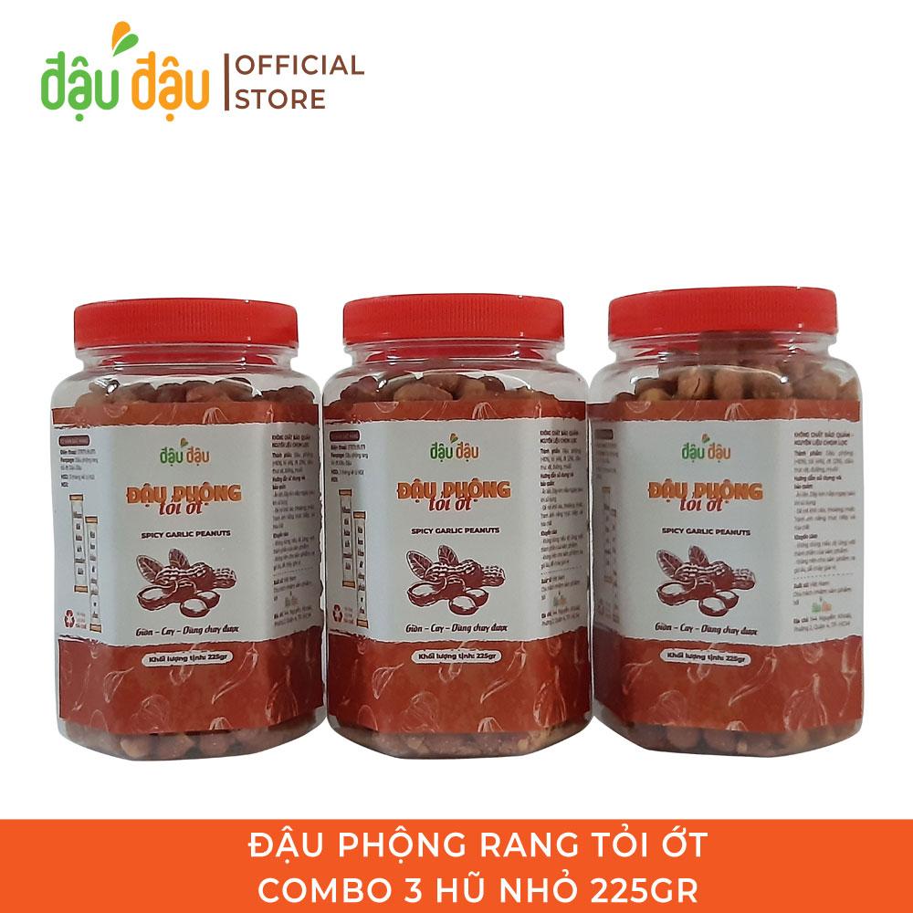 Combo 3 hộp 225gr Đậu phộng rang tỏi ớt Đậu Đậu