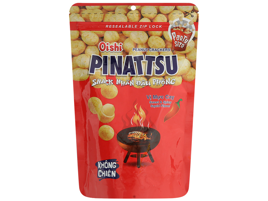 Snack nhân đậu phộng vị mực cay Pinattsu Oishi gói 85g