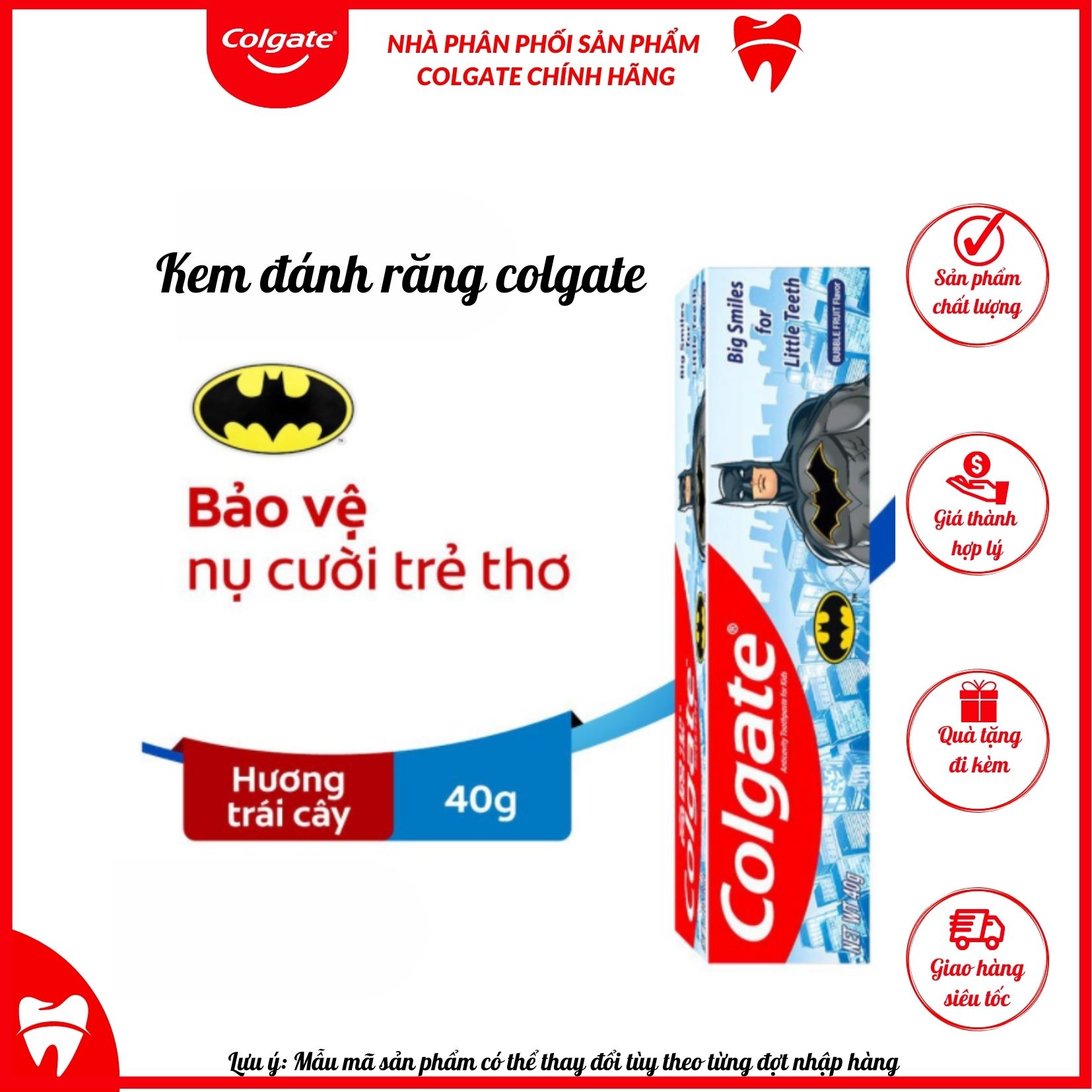 Kem đánh răng Colgate Batman hương dâu dành cho trẻ 40g