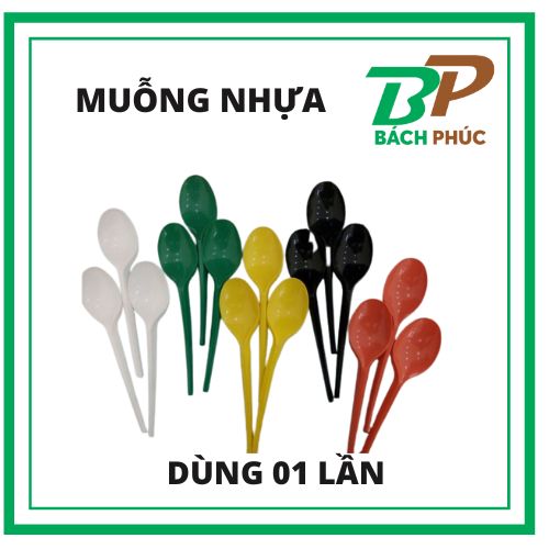 Muỗng nhựa 100 cái các màu - dụng cụ pha chế - kho pha chế bách phúc đà nẵng - kho pha chế đà nẵng