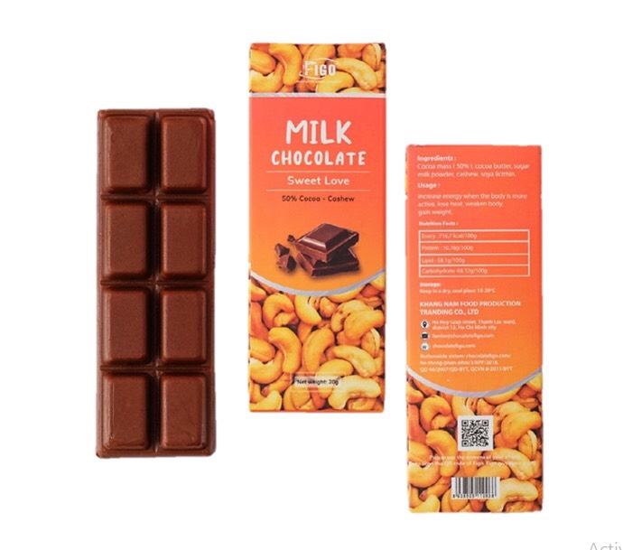Kẹo socola sữa figo vị hạt điều 20gr siêu ngon