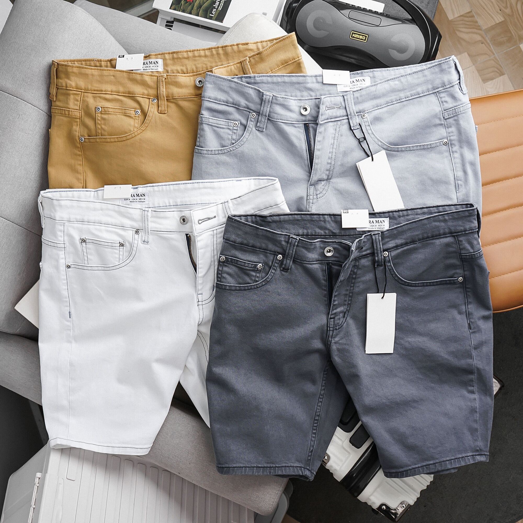 Quần Short Kaki nam co giãn màu sáng đẹp vải cao cấp