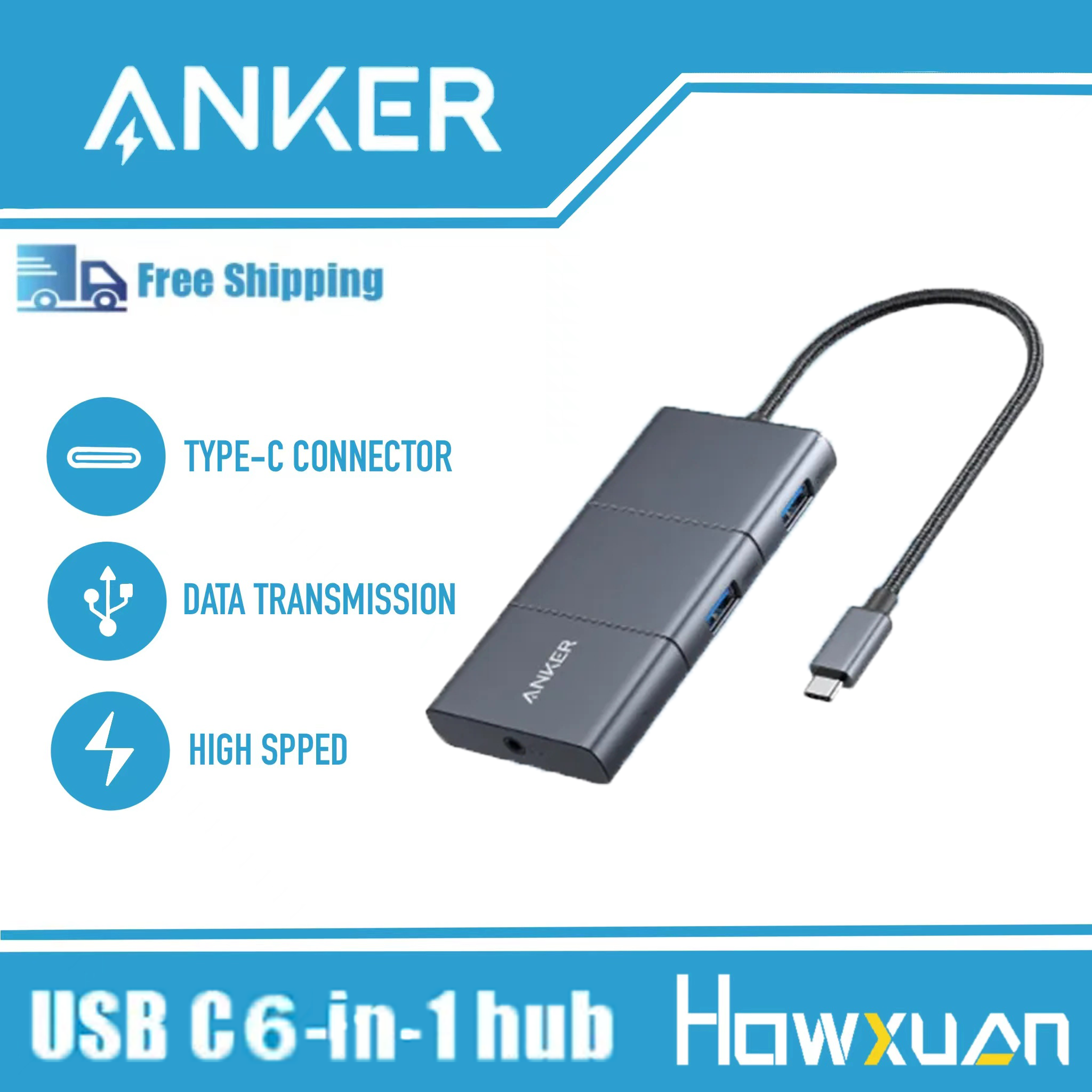Anker USB C Hub, PowerExpand 6-in-1 USB C Hub Adapter