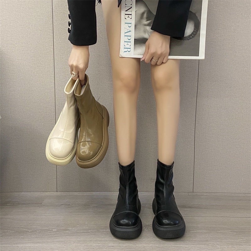 Boot da không dây cổ cao Ulzzang đế 4p dành cho nữ , hàng siêu nhẹ chuẩn loại 1