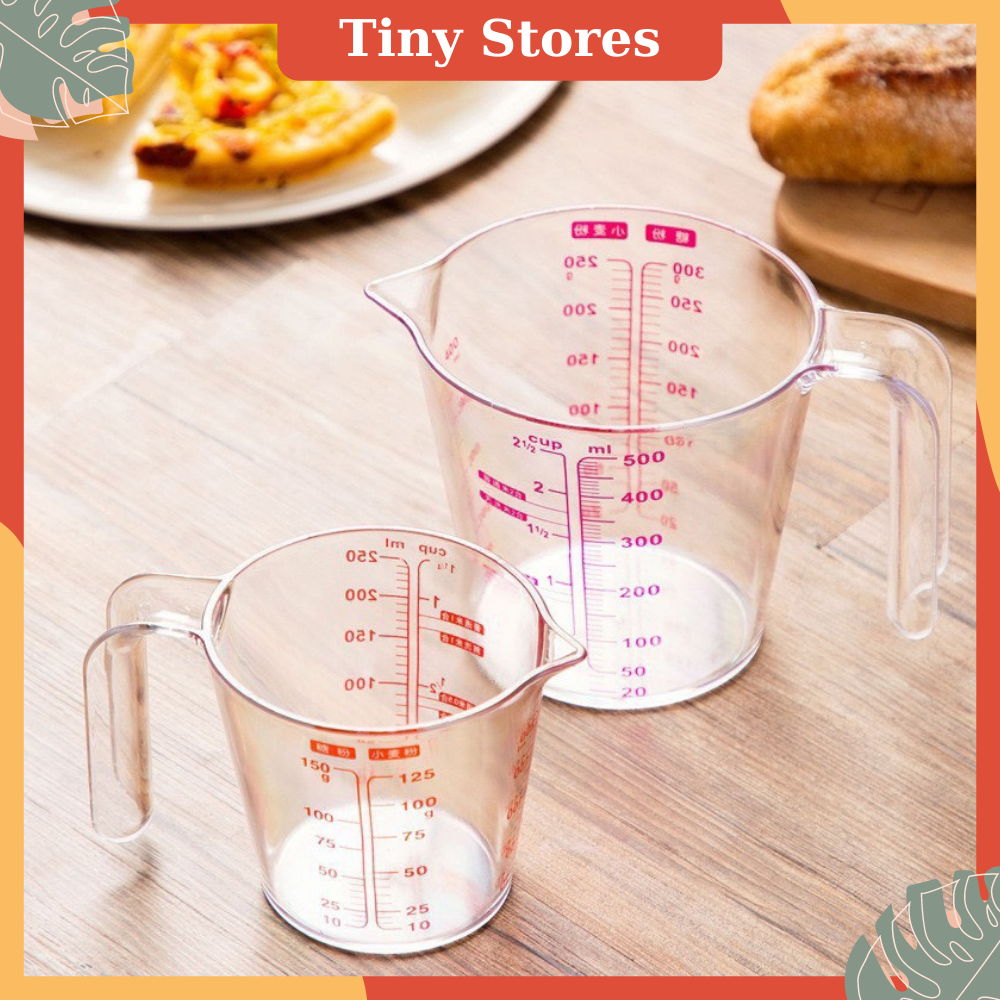 Ca đong chia vạch định lượng 500ml - Cốc đong nước pha chế bằng nhựa trong suốt có vạch chia Tiny Stores
