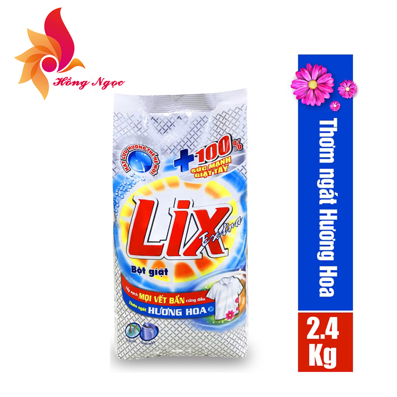 Bột giặt LIX Extra Hương Hoa 2.4KG EB024 - Tẩy Sạch Cực Mạnh Vết Bẩn