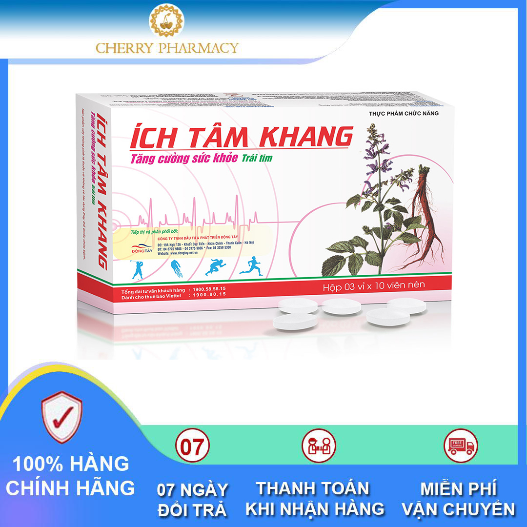 [HCM]CHERRY PHARMACY Ích Tâm Khang phòng và hỗ trợ bệnh suy tim hộp 30 viên