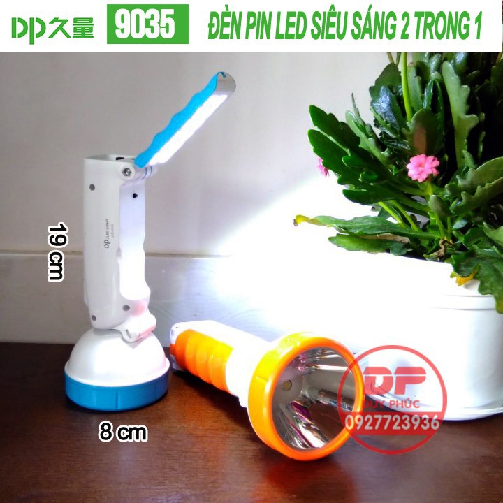 Đèn pin cầm tay dp 9035 - đèn led sạc điện pin dung lượng cao