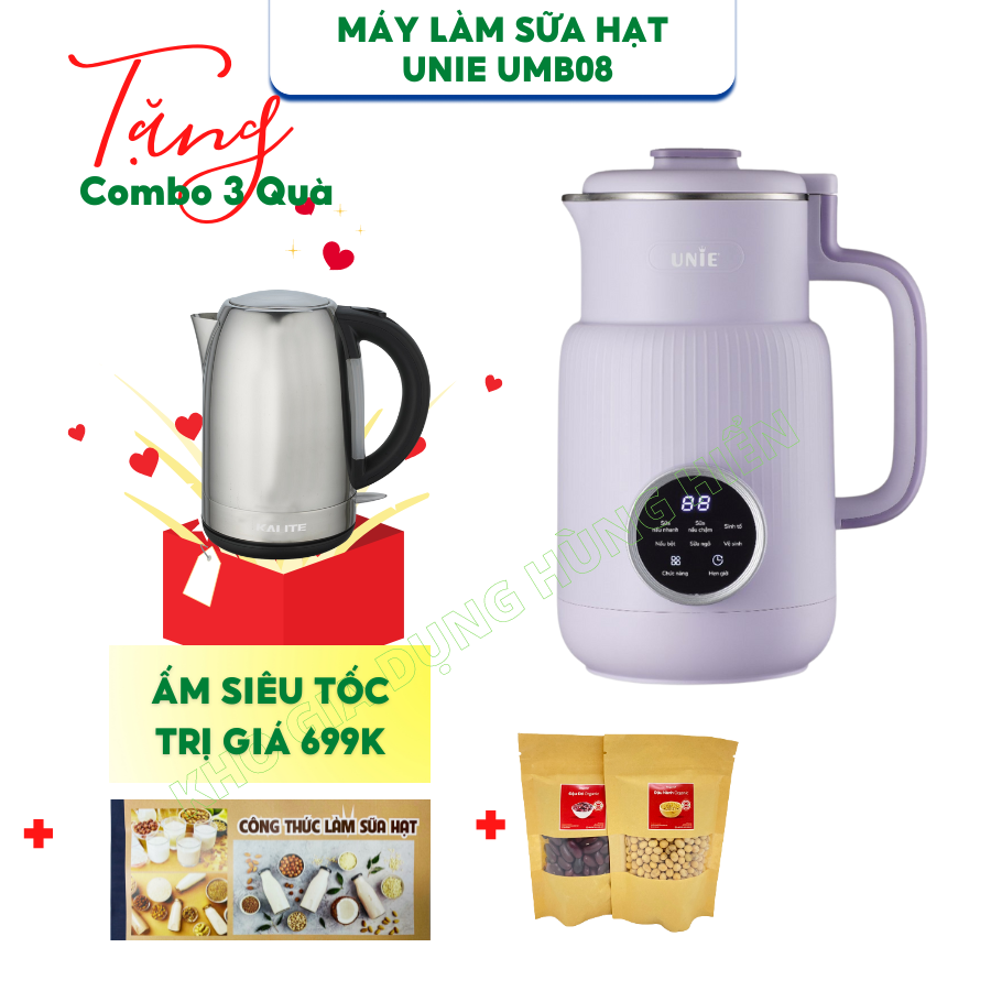 Máy làm sữa hạt unie umb08 , công suất 600w dung tích 600ml - hàng chính hãng, bảo hành 12 tháng