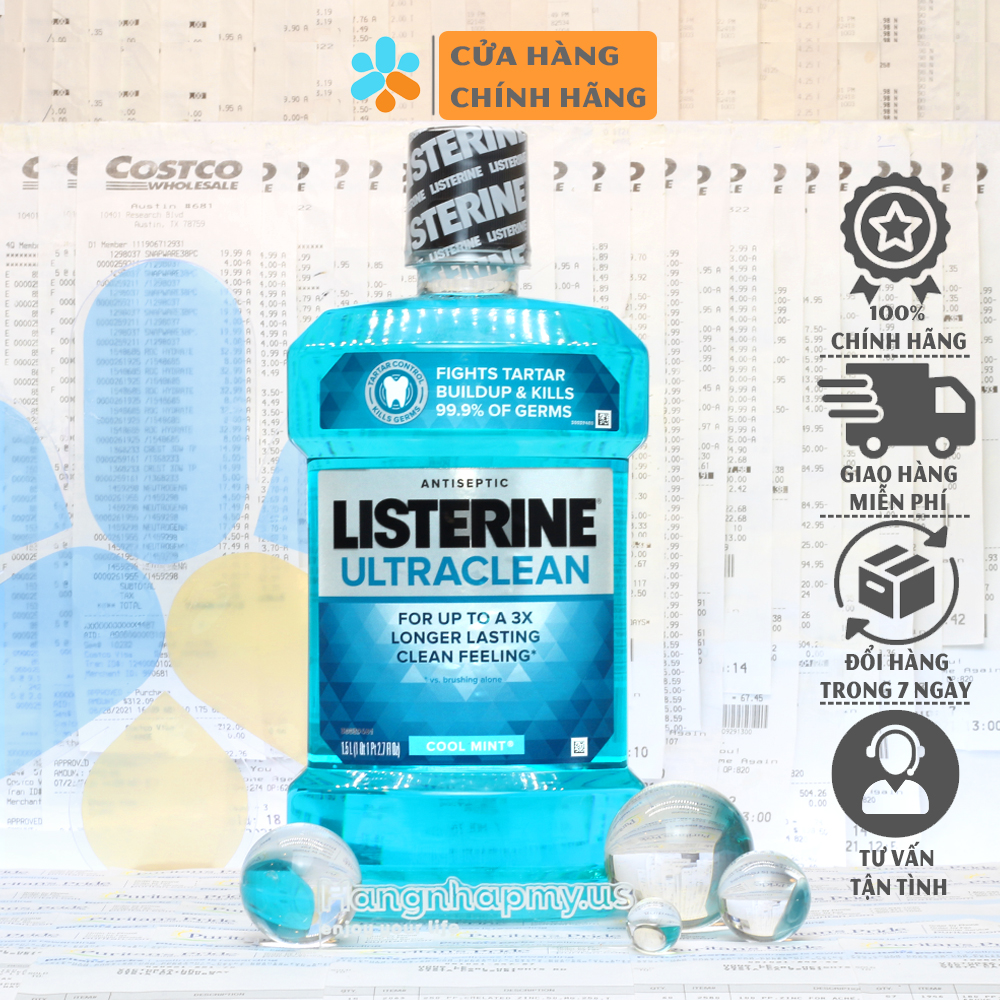 Nước súc miệng Listerine Cool Mint 1.5 Lít của Mỹ