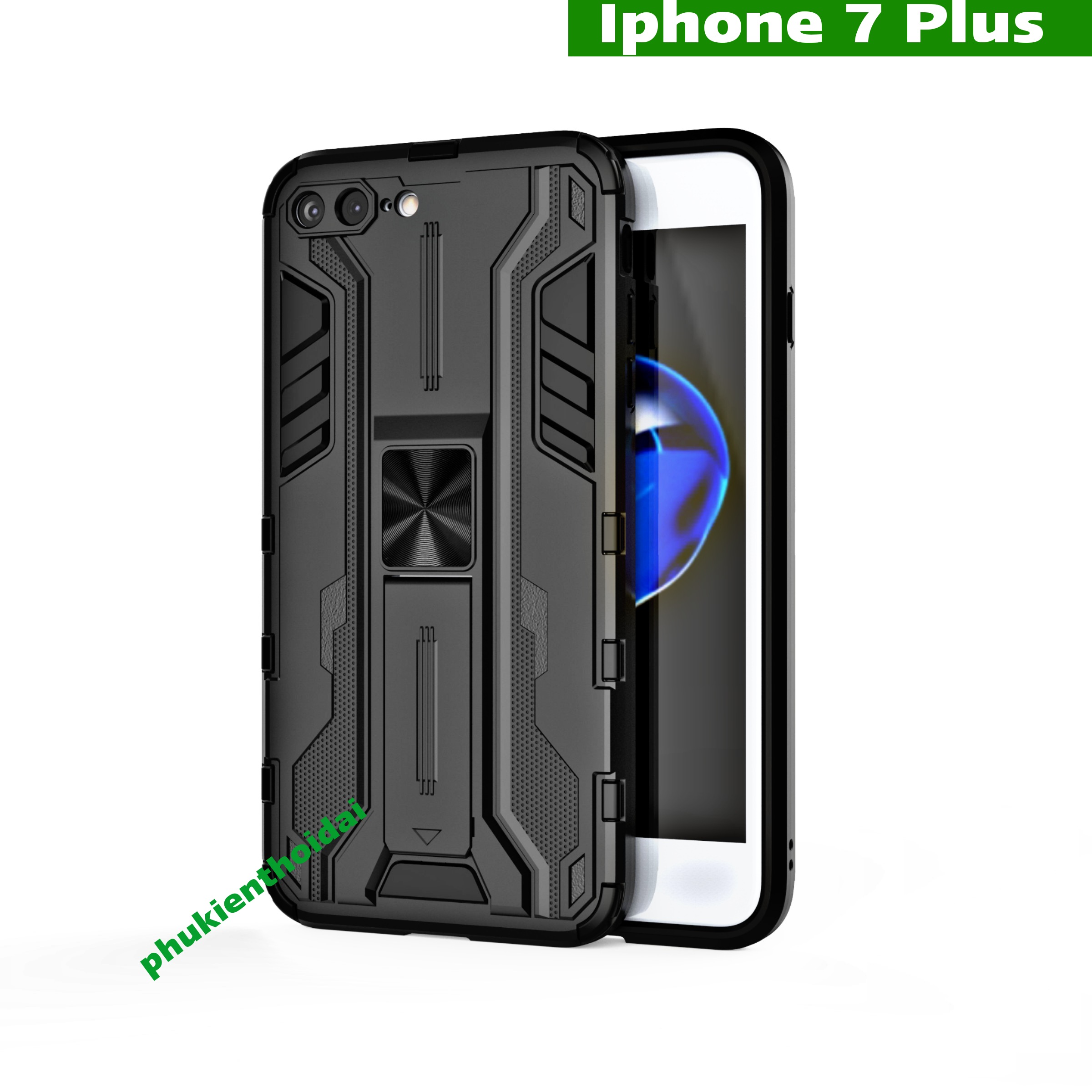 Ốp lưng Iphone 7 Plus / 8 Plus Iron Man Ver 3 chống sốc siêu thanh giá đỡ xem phim mặt lưng hút từ tính