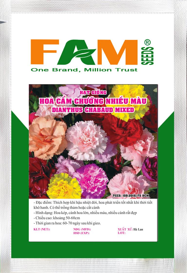 [HCM]Hạt Giống Hoa Cẩm Chướng Cánh Kép Nhiều Màu - Gói 0.5gr (350 - 400 hạt)