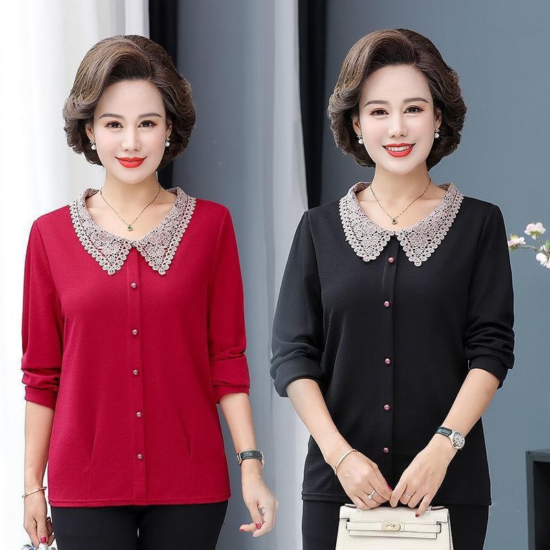 Áo trung niên nữ cổ ren cao cấp