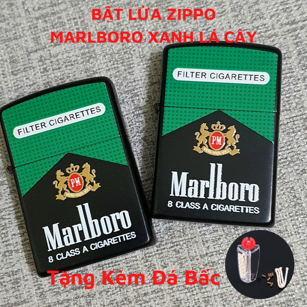 Bật Lửa Zippo MARB0R0 Xanh Lá Sơn Tĩnh Điện ( Tặng Đá Bấc ) Hột Quẹt Xăng Đá