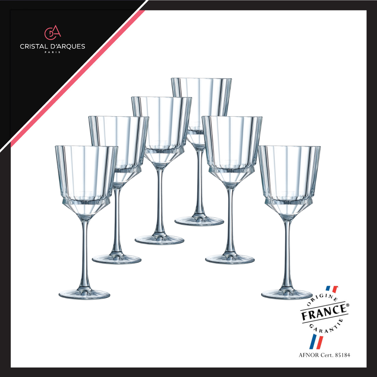 Bộ 6 ly rượu vang pha lê cristal d'arques macassar 350ml - crmaq4331