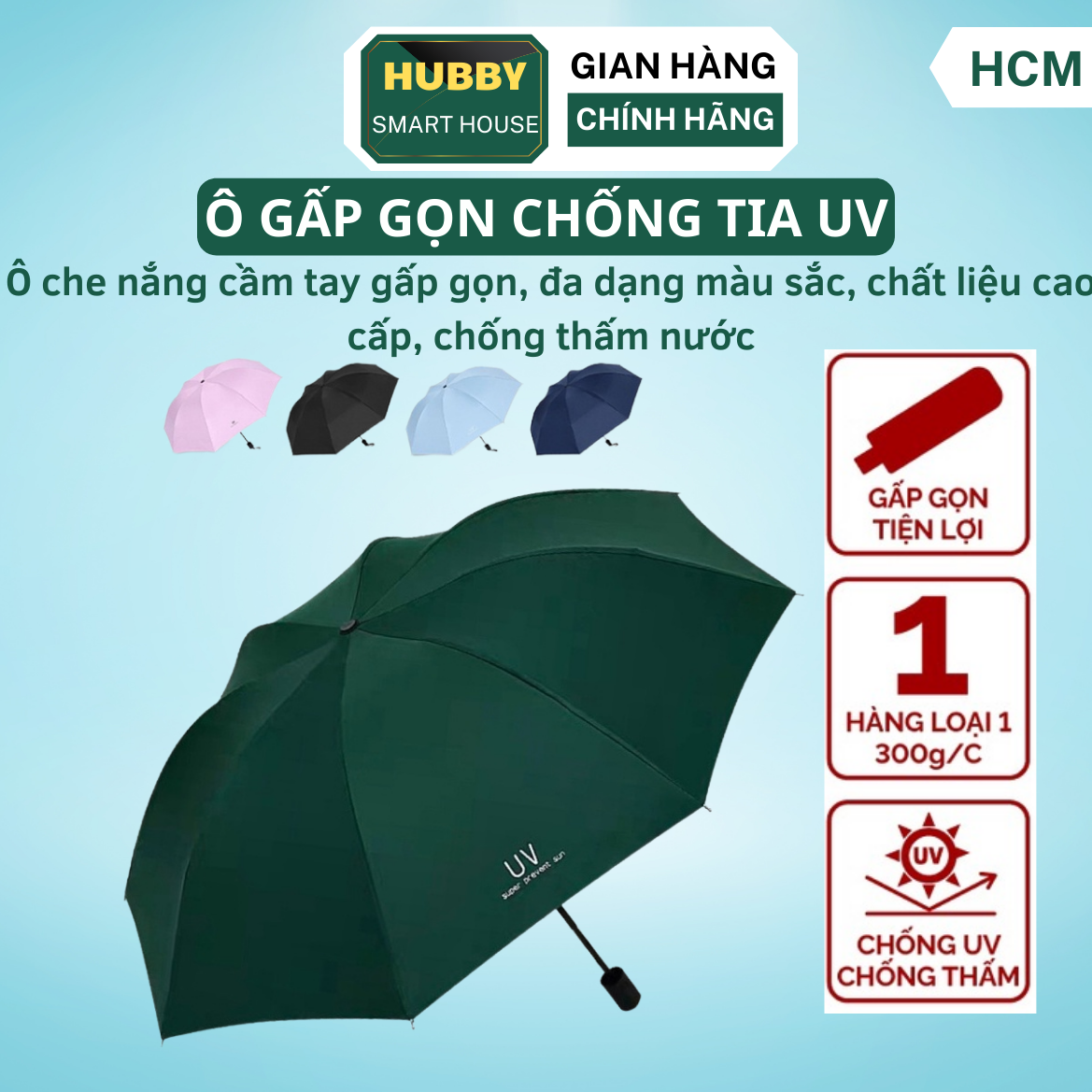 Ô Chống Nắng, Dù Che Mưa Ngăn Nắng Chống Tia UV 8 Nan Tán Rộng Tự Động Gấp Gọn Cầm Tay Chống Thấm Tốt