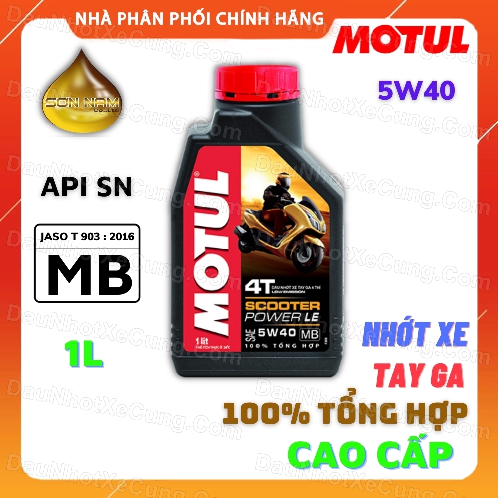 Nhớt tổng hợp xe tay ga Motul scooter power LE 5W40 1Lit