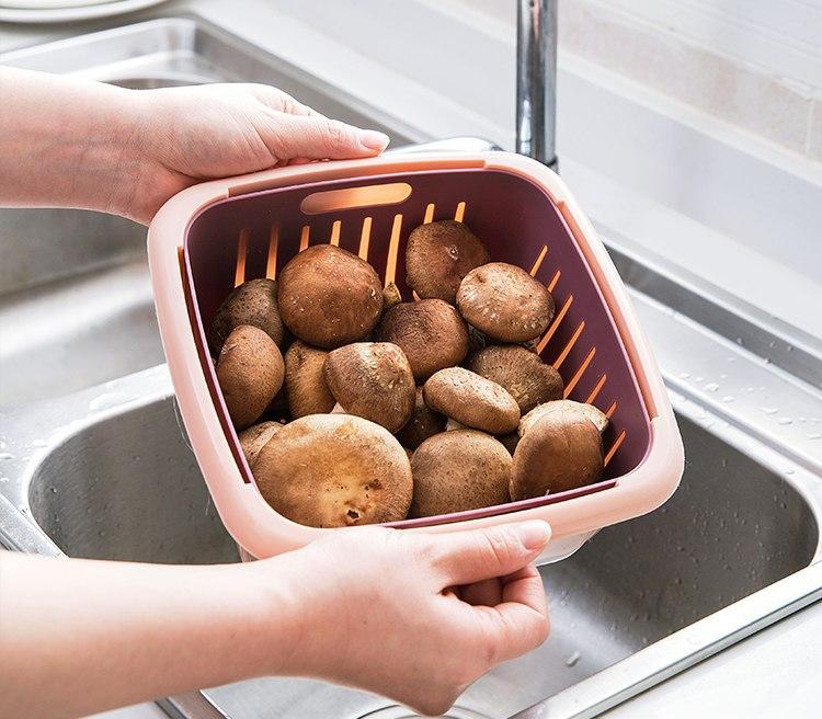 [CÓ NẮP ĐẬY] RỖ NHỰA , BỘ RỔ NHỰA ĐỰNG TRÁI CÂY CÓ NẮP ĐẬY - BỘ RỔ ĐỰNG KÈM CHẬU RỬA - HỘP ĐỰNG THỰC PHẨM ĐA NĂNG CÓ NẮP ĐẬY