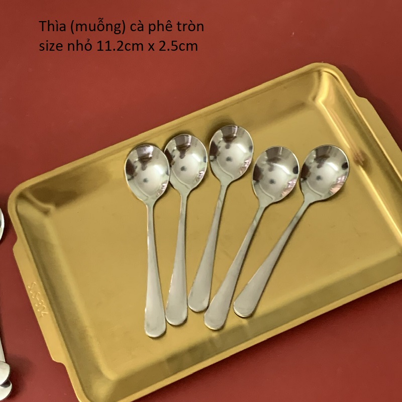 SET 5 MUỖNG CÀ PHÊ ĐEN INOX TRÒN - 5 CÁI THÌA NHỎ - THÌA TRÀ - THÌA MÚC GIA VỊ  - THIA INOX AN KEM -