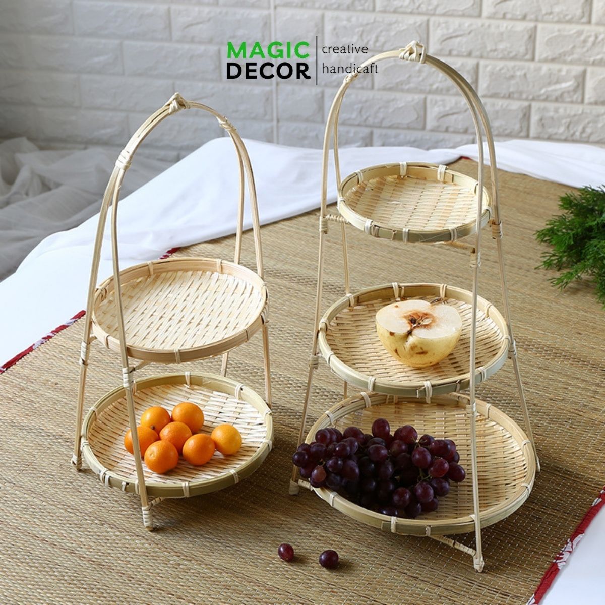 Mẹt tre tầng mẹt tre 1 2 3 tầng đựng đồ ăn trang trí phụ kiện decor chụp ảnh